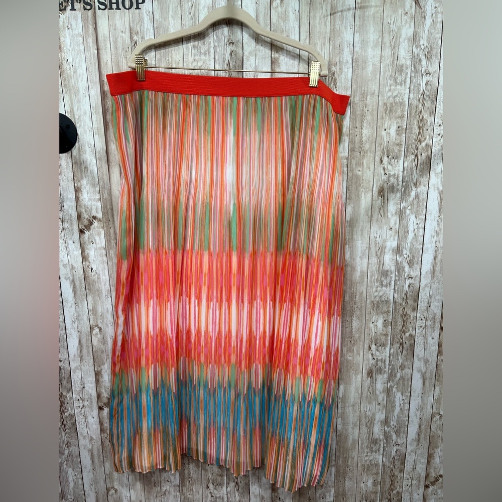 Ruby Rd. Red Maxi A-Line Pleated‎ Skirt for Resort Wear